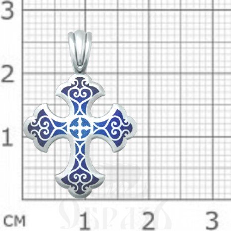 криновидный крест «господи, помилуй мя», серебро 925 проба с родированием и эмалью (арт. 19.011р)
