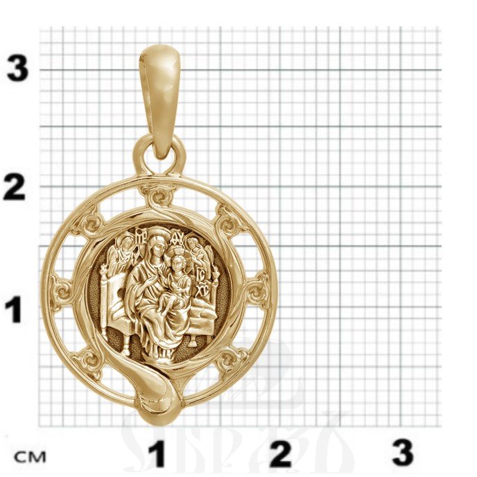образок «икона божией матери «всецарица», золото 585 проба желтое (арт. 202.245)